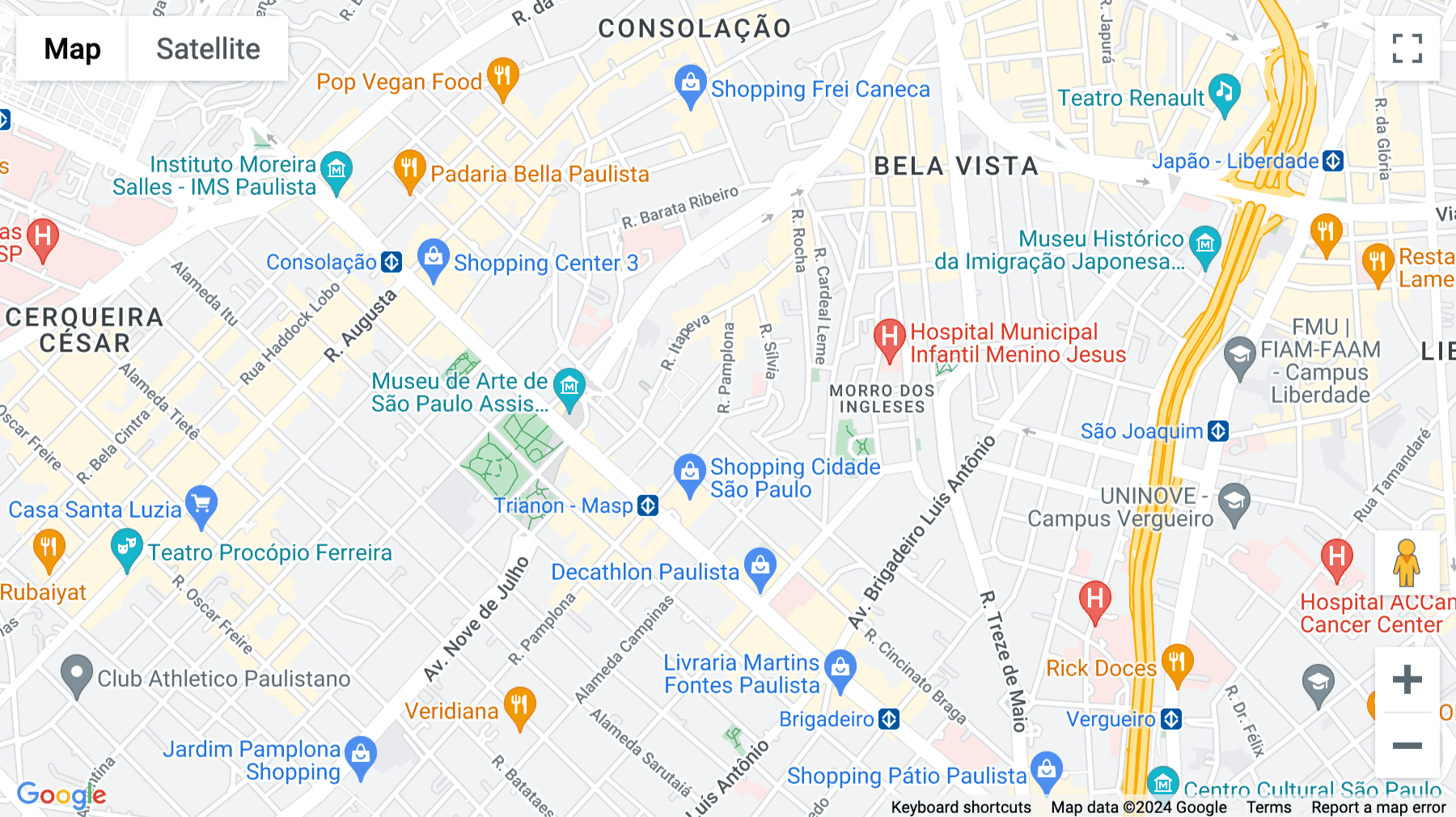 Click for interative map of Rua Pamplona, 287, Bela Vista, Sao Paulo