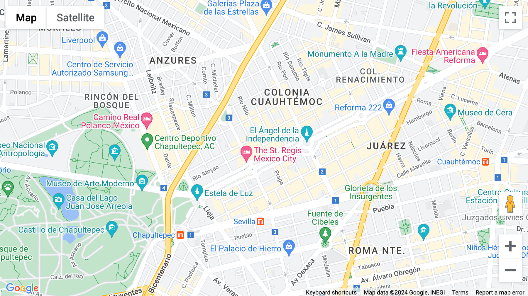 Click for interative map of 7º Piso,  Col. Cuauhtémoc ,Av. Paseo de la Reforma 383, Mexico City, Mexico, Mexico City