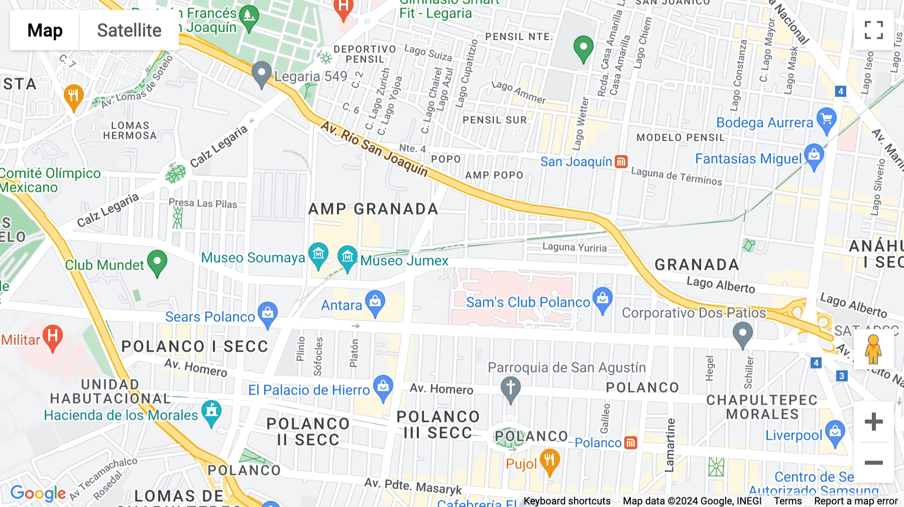 Click for interative map of Avenida Miguel de Cervantes Saavedra 233, Colonia Granada, Ciudad de México, Distrito Federal, Mexico City
