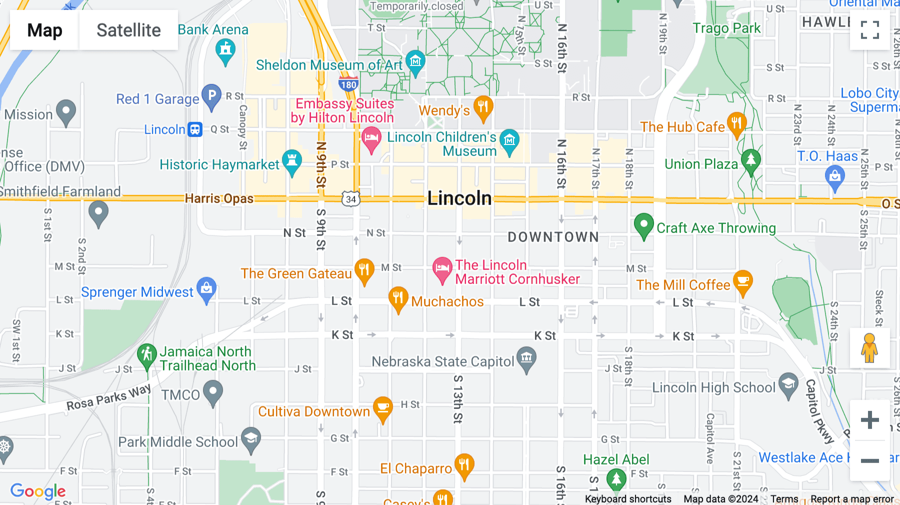 Click for interative map of 233 South 13th Street, Suite 1100, U.S. Bank Building, Lincoln (Nebraska)