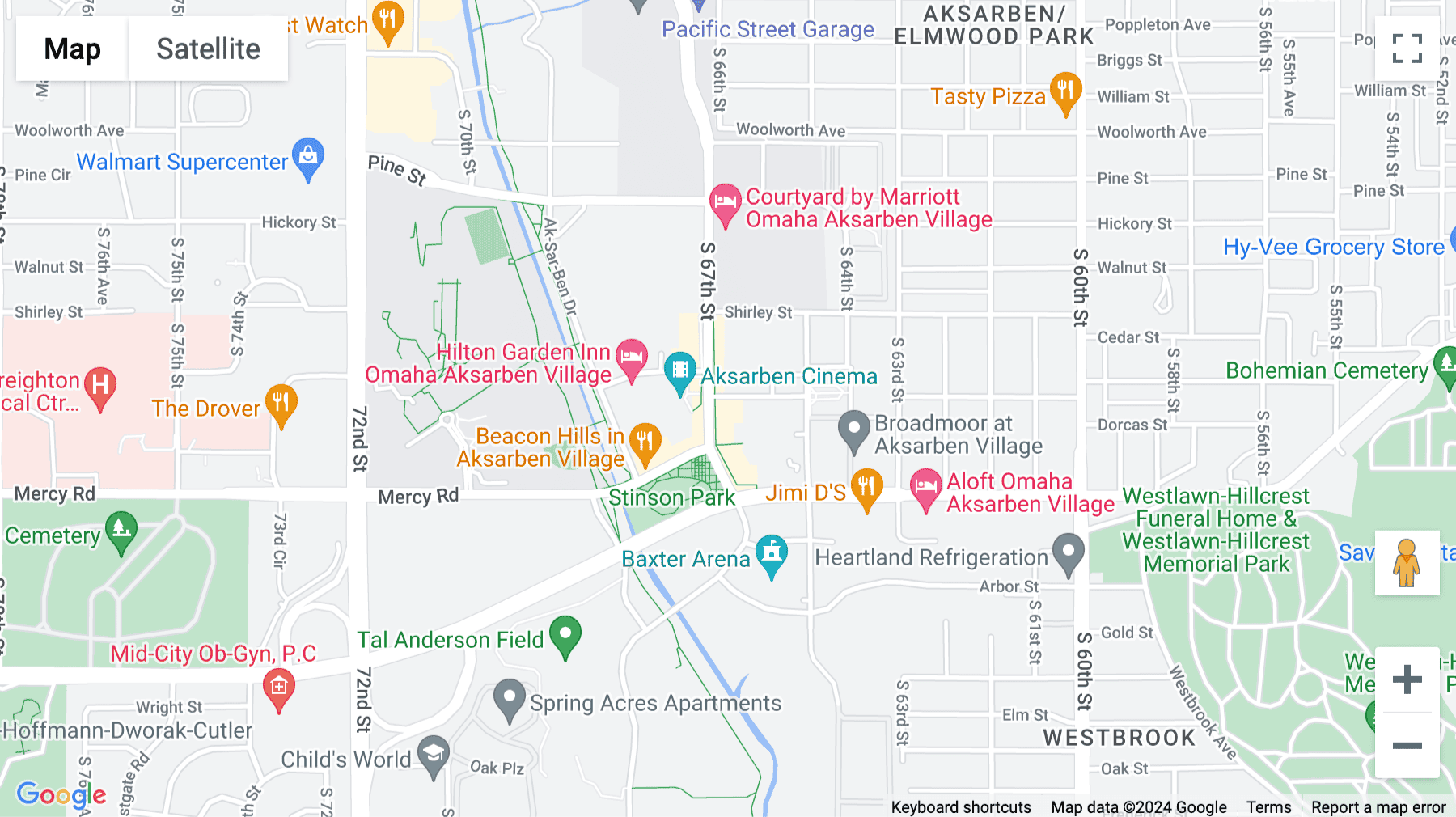 Click for interative map of Aksarben Village, 2111 South 67th Street, Omaha