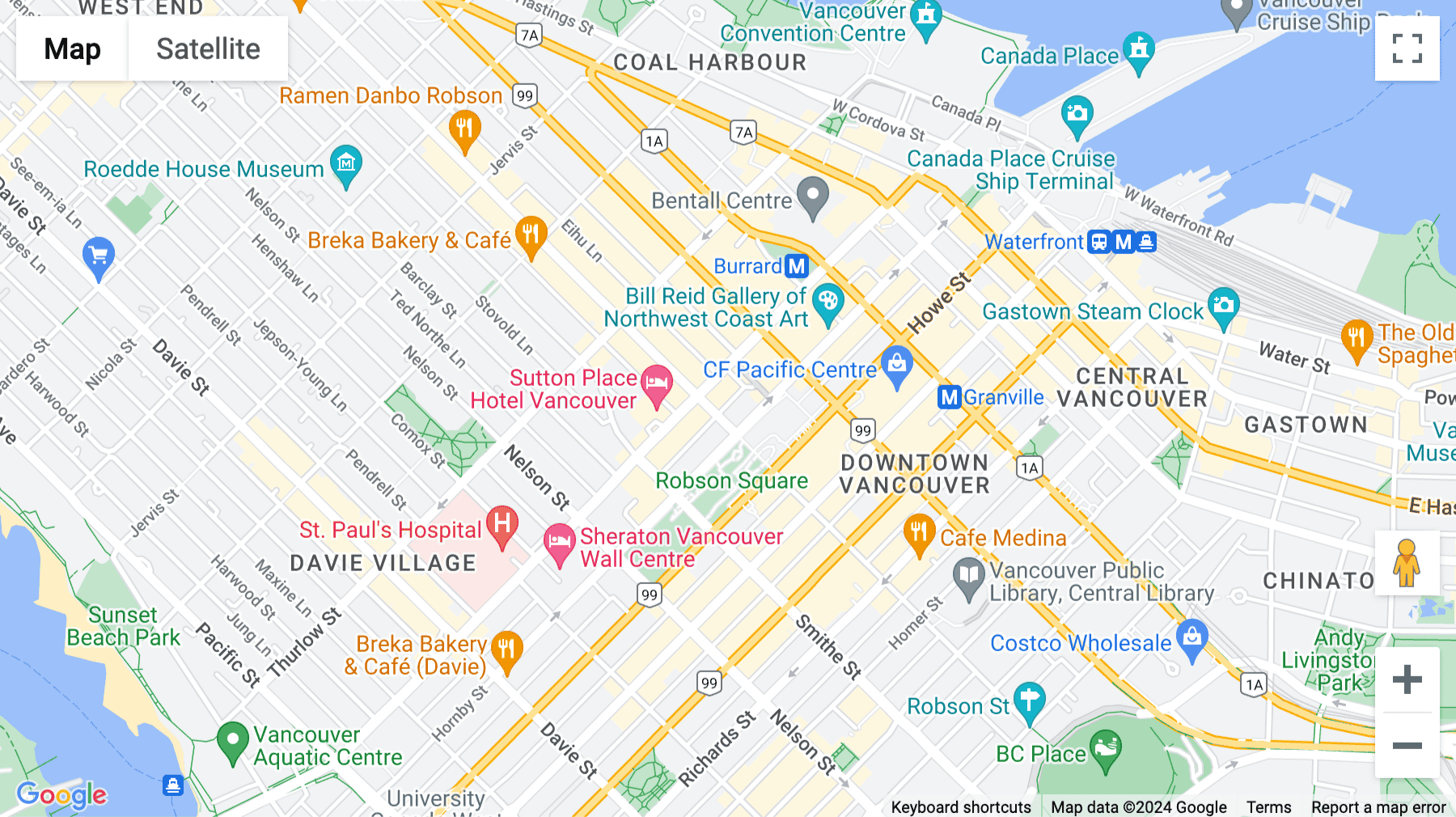 Click for interative map of Robson Square, 777 Hornby Street, Suite 600, Vancouver