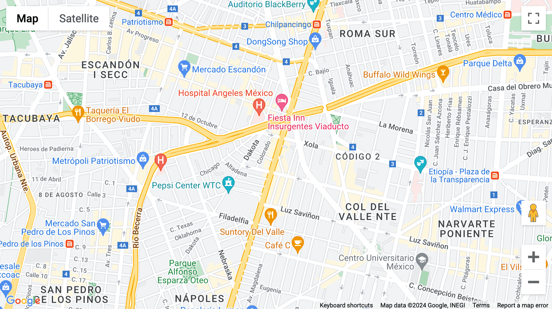 Click for interative map of Insurgentes Sur 601, Avenue de los Insurgentes 601, Mexico City