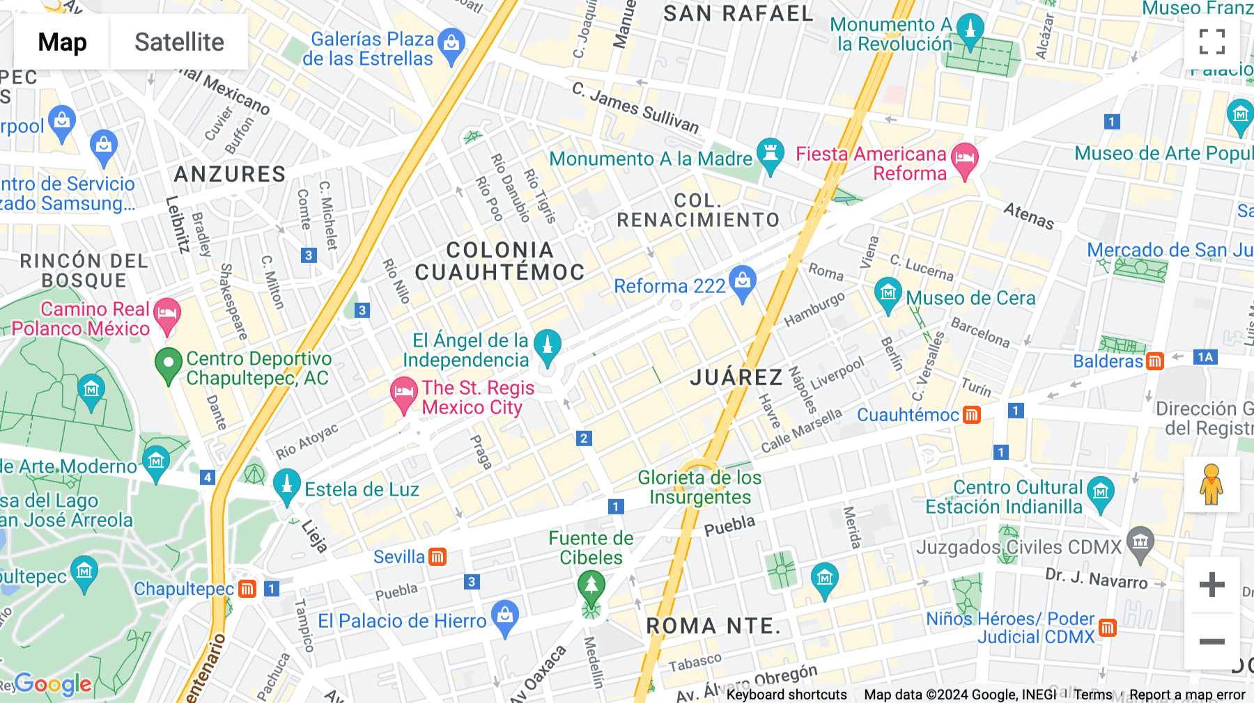 Click for interative map of Avenida Paseo de la Reforma 296, Colonia Juárez, Cuauhtémoc, Mexico City