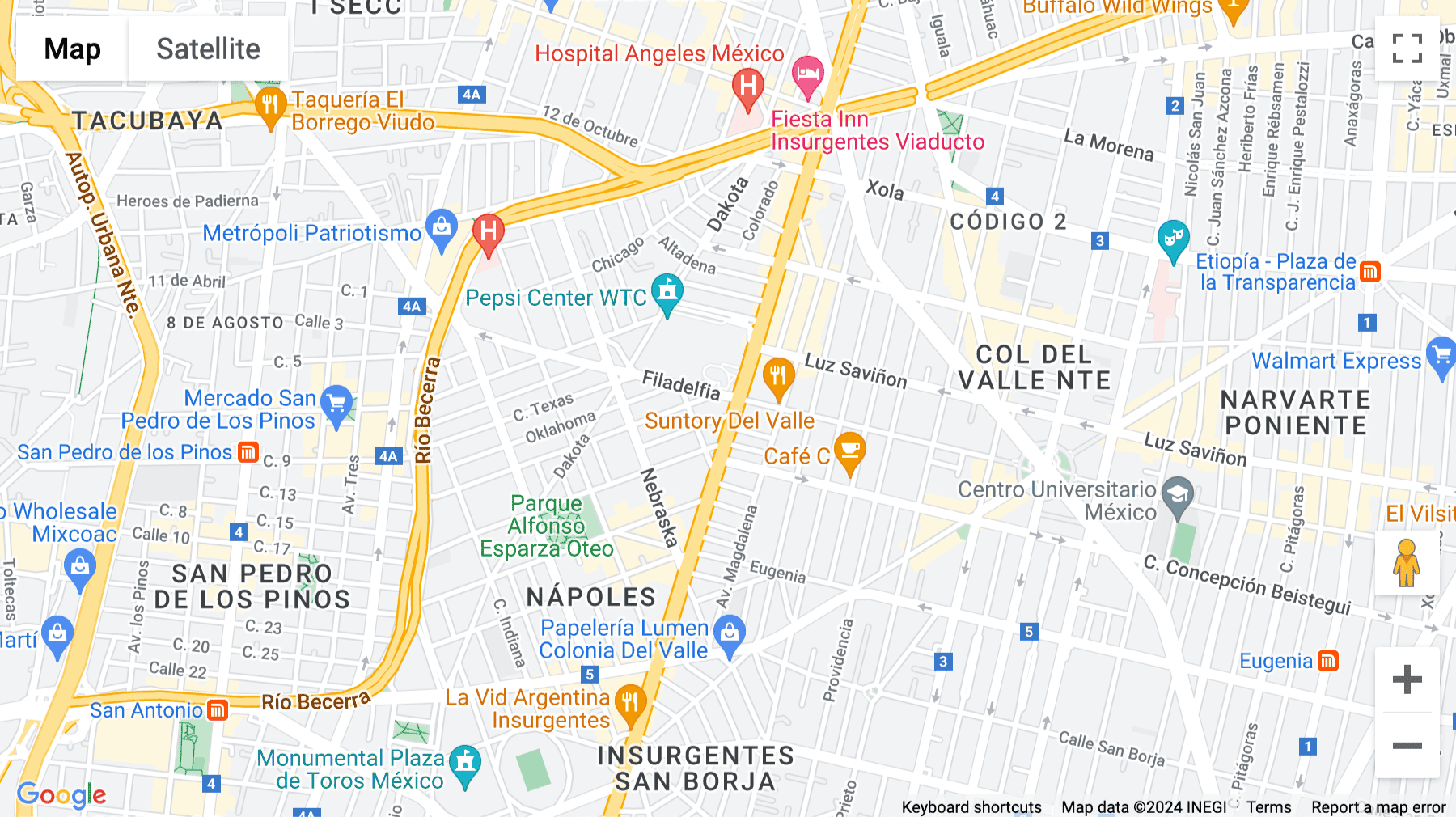 Click for interative map of Insurgentes Sur 730, Colonia del Valle, Torre Vistral, Mexico City