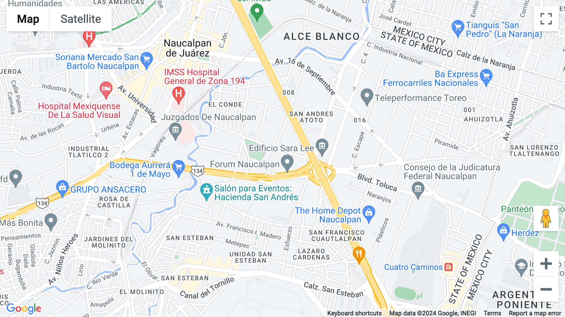 Click for interative map of Av. 1 de mayo 120, San Andres Atoto, Forum Naucalpan. Piso 2, Mexico City