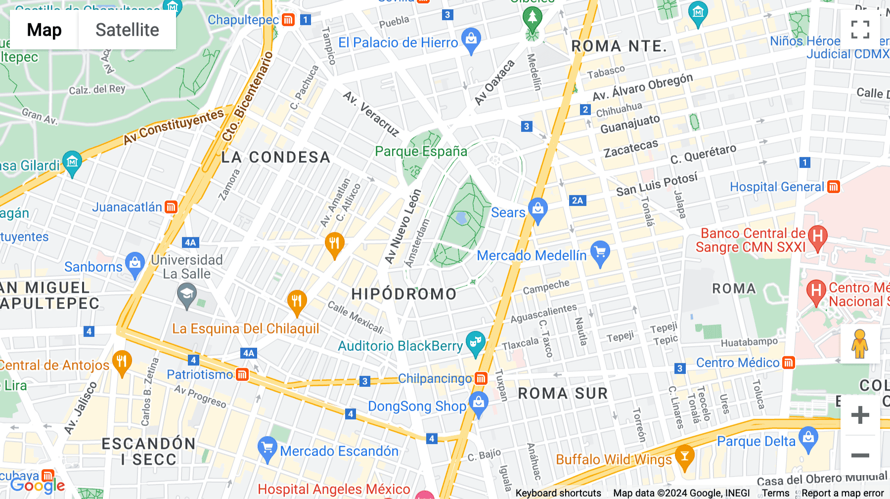 Click for interative map of Av. Baja California No.274, piso 2. Col. Hipódromo Condesa, C.P. 06100. Cuauhtémoc, Delg. Cuauhtémoc, Ciudad de México, Mexico City