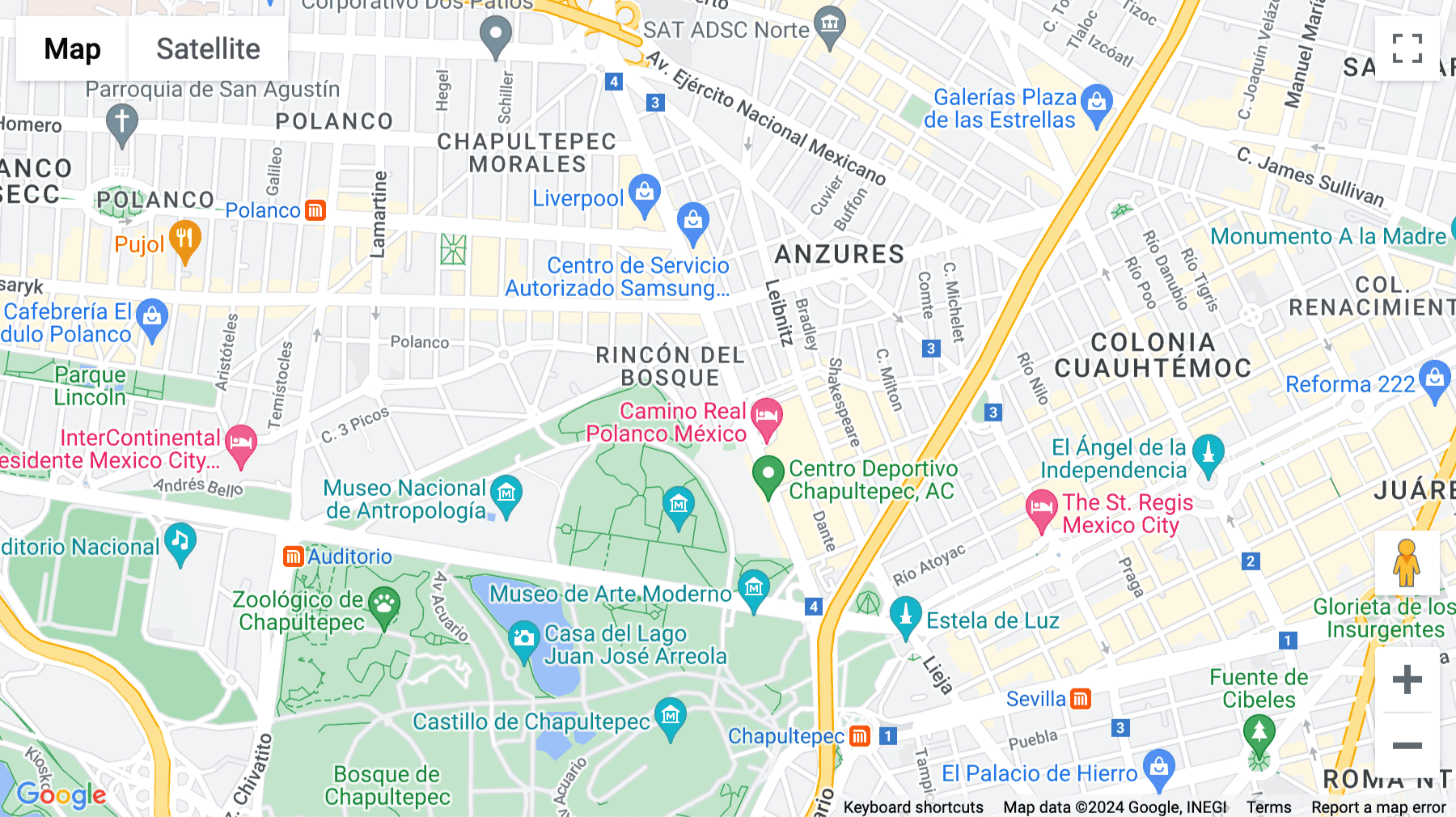 Click for interative map of Mariano Escobedo 595, Bosque de Chapultepec I Sección Rincón del Bosqu, Mexico City