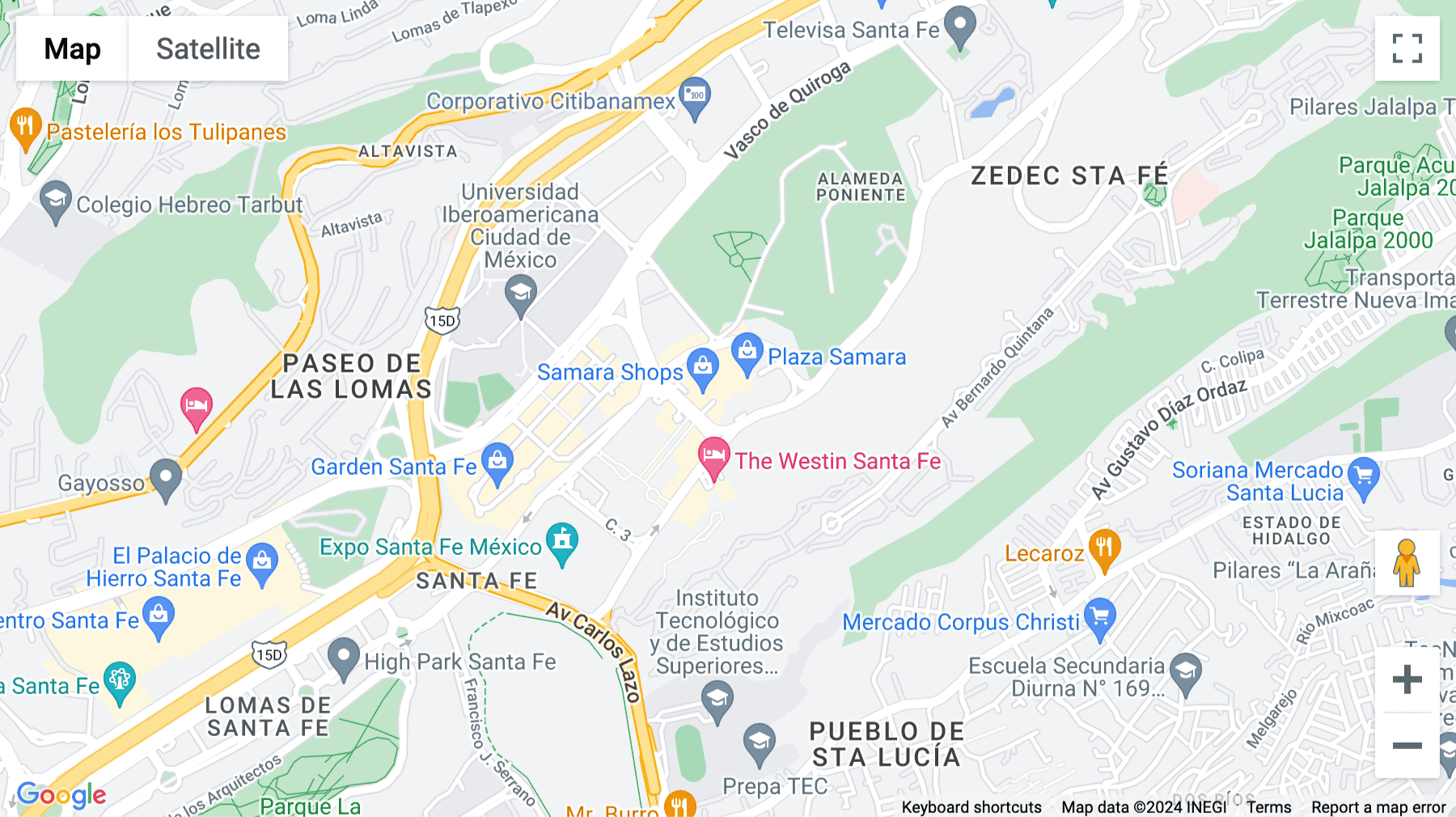 Click for interative map of Tower Park Plaza, Avenida Javier Barros Sierra 495, Santa Fe, Mexico City