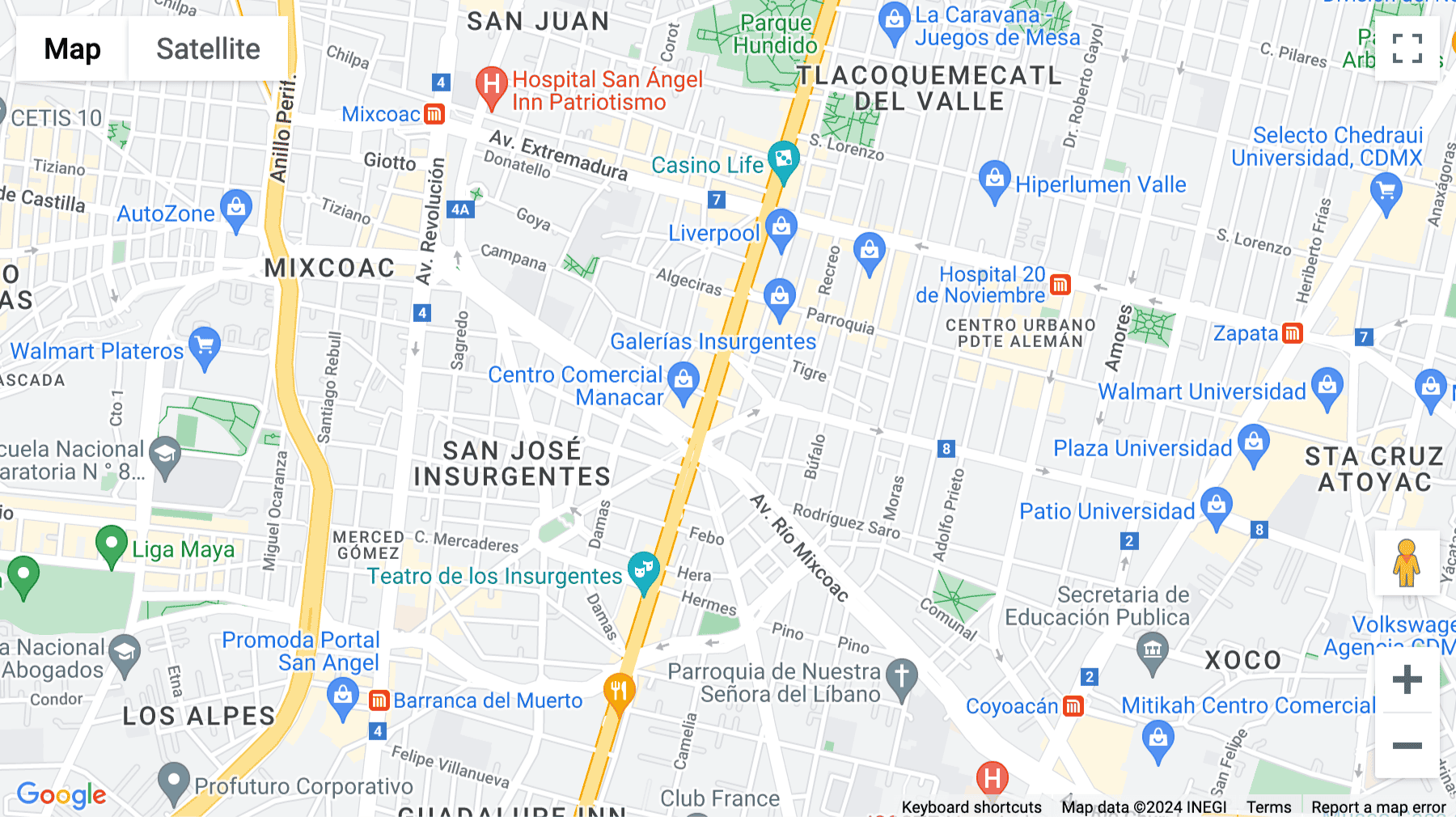 Click for interative map of Av. Insurgentes Sur 1458, pisos 19 y 20, Colonia Actipan, Alcaldía Benito Juárez., Mexico City