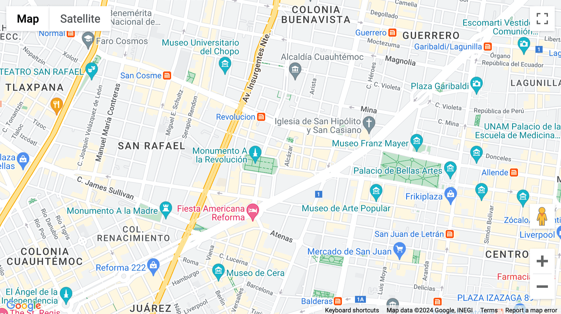 Click for interative map of Plaza de la Republica no 9, Colonia Tabacalera, Mexico City