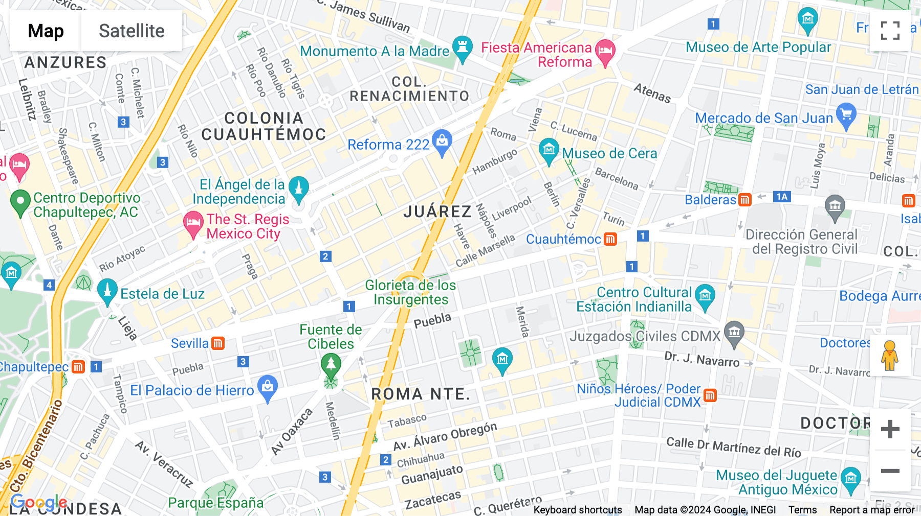 Click for interative map of Marsella 81, Colonia Juárez, Ciudad de México, CDMX, Mexico City