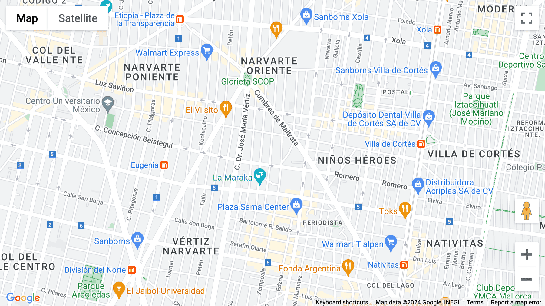 Click for interative map of La Quemada 358, Col. Narvarte, Ciudad de México CDMX, Mexico City