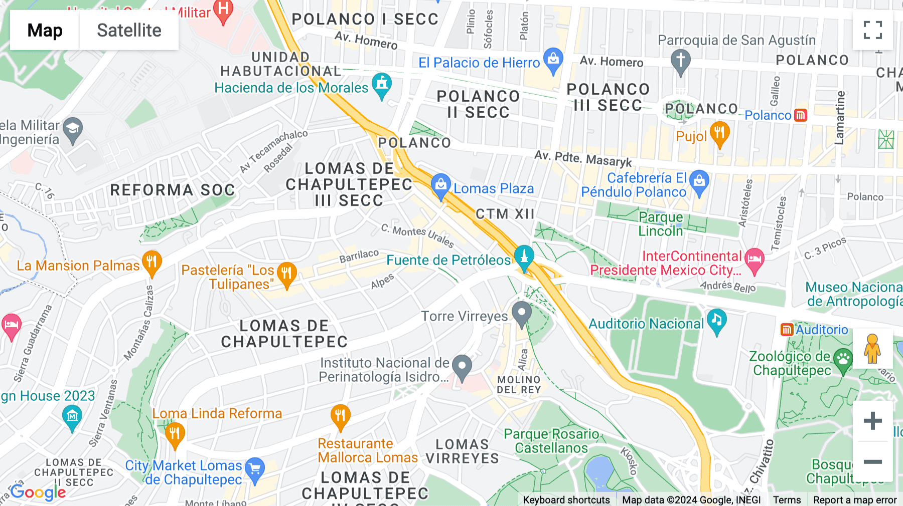 Click for interative map of Montes Urales 455 piso 1 y 2, Mexico City