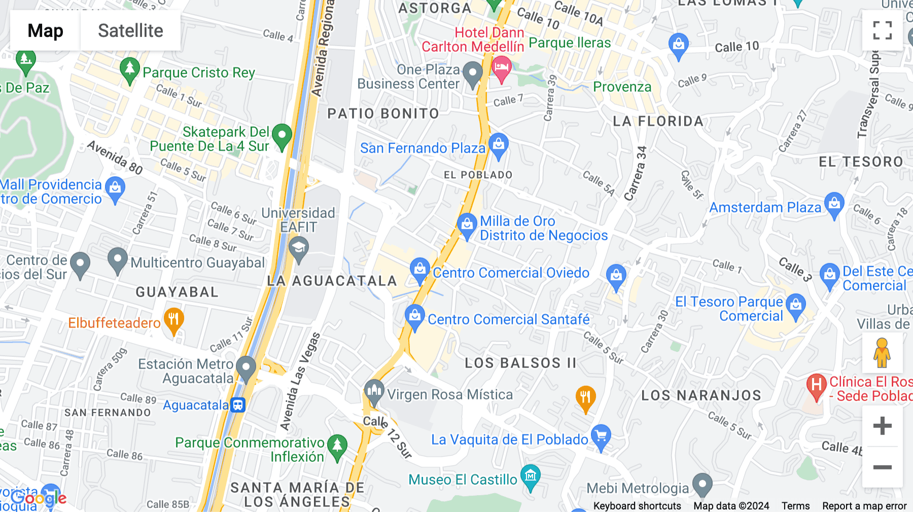 Click for interative map of Avenida El Poblado, Carrera 42 Nº 3 Sur 81, Torre 1 piso 7, 8, 15, 16, Torre 2 piso 16, Medellín