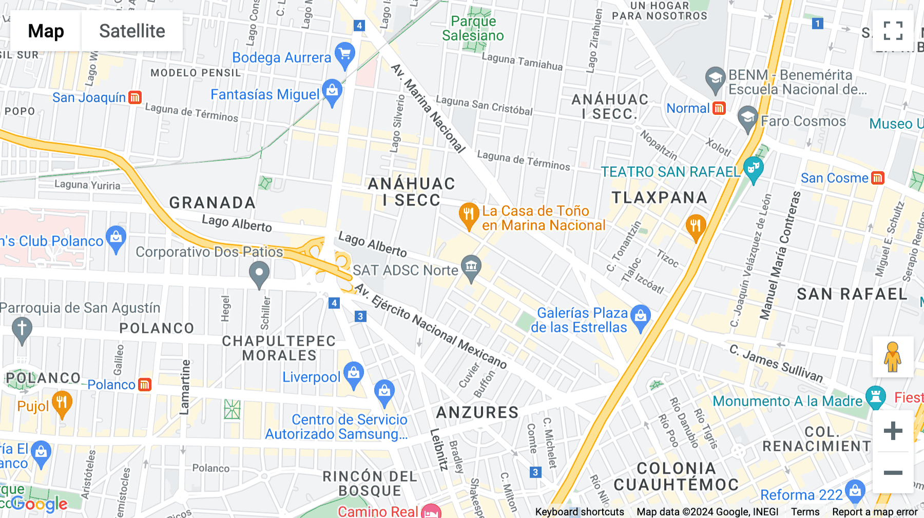 Click for interative map of Lago Alberto No. 442, Torre A, Piso 5, Col. Anzures, Miguel Hidalgo, Ciudad de México, Mexico City