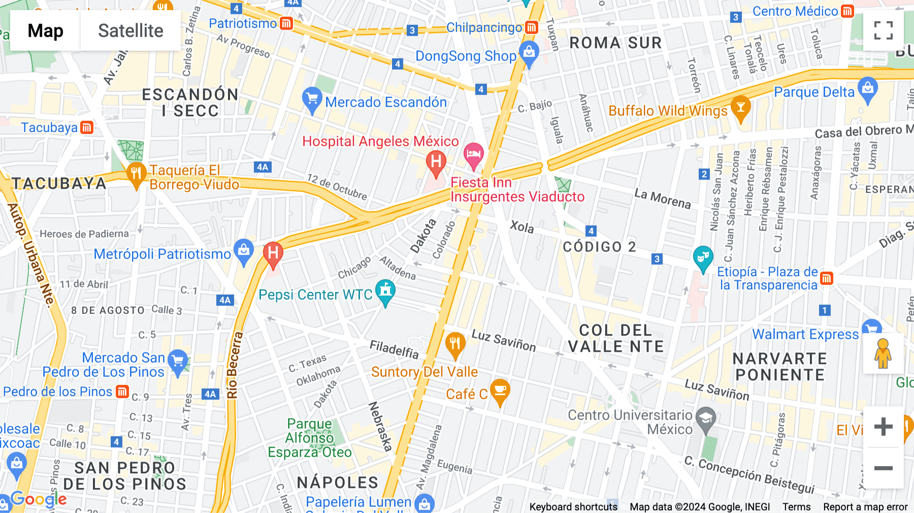 Click for interative map of Av Insurgentes Sur 615, Col. Nápoles, Benito Juarez, Mexico City