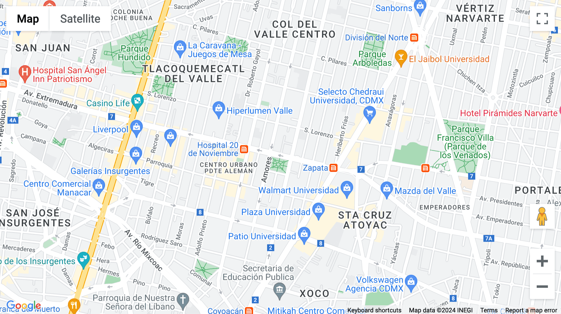 Click for interative map of Gabriel Mancera, Col. Del Valle Centro, Mexico City
