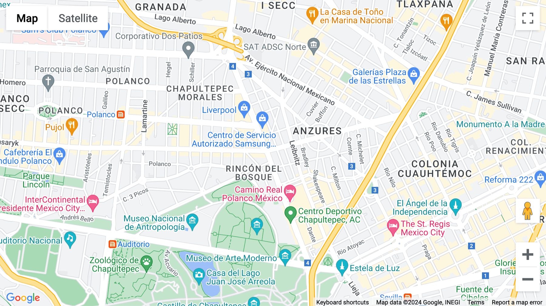 Click for interative map of Calz. Gral. Mariano Escobedo 526, Anzures, Mexico City