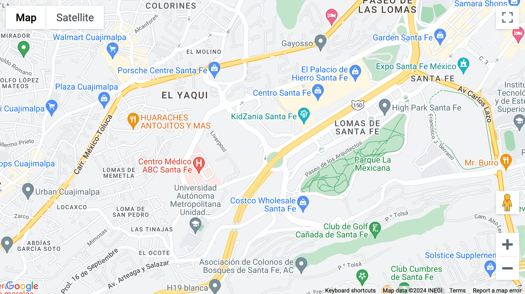 Click for interative map of Juan Salvador Agraz 97, Santa Fe, Delegación Cuajimalpa, Ciudad de México, Mexico City