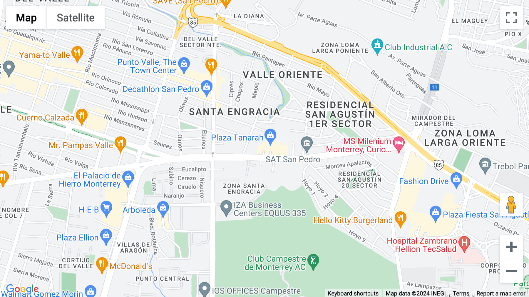 Click for interative map of Edificio Tanarah Piso 22 y 23, Av. José Vasconcelos 345 Santa Engracia, San Pedro Garza García, Nuevo Leon, Monterrey