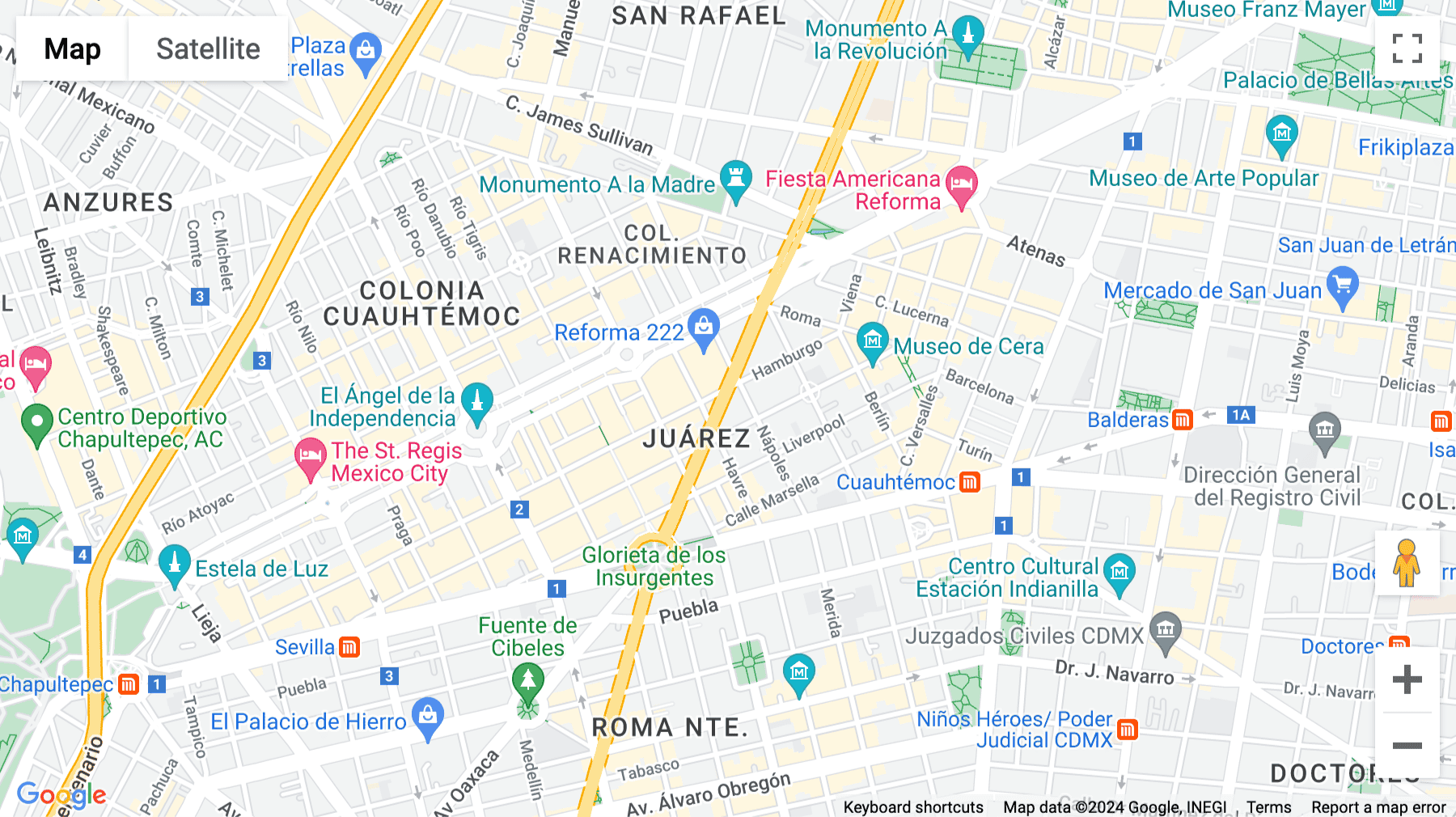 Click for interative map of Av. Insurgentes Sur 64, Colonia Juárez, Mexico City