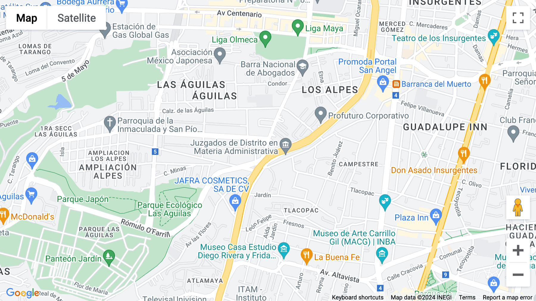 Click for interative map of Anillo Periférico 2165, Los Alpes, Álvaro Obregón, Ciudad de México, Mexico City