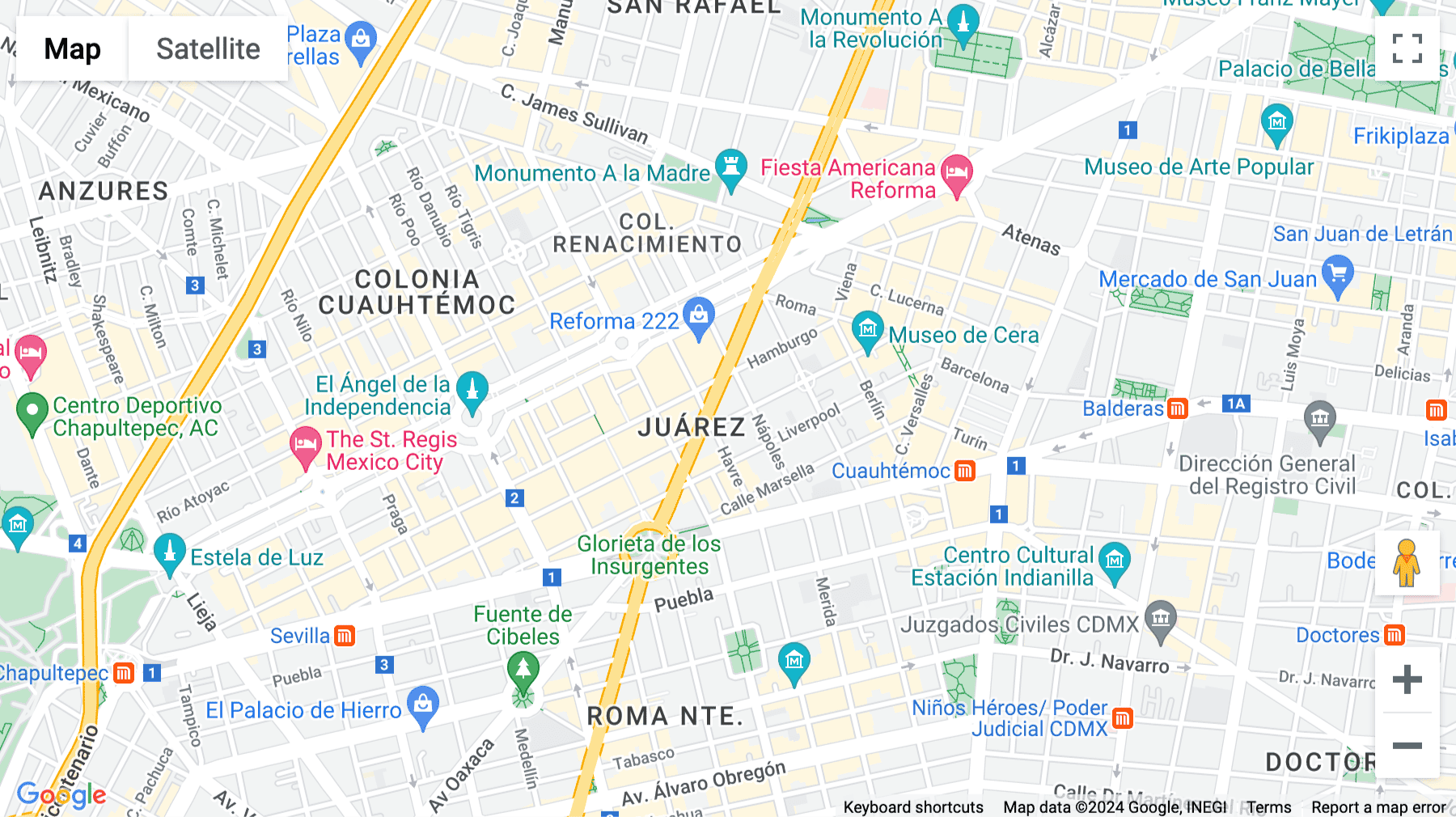 Click for interative map of Londres 61, Col. Juárez, Mexico City