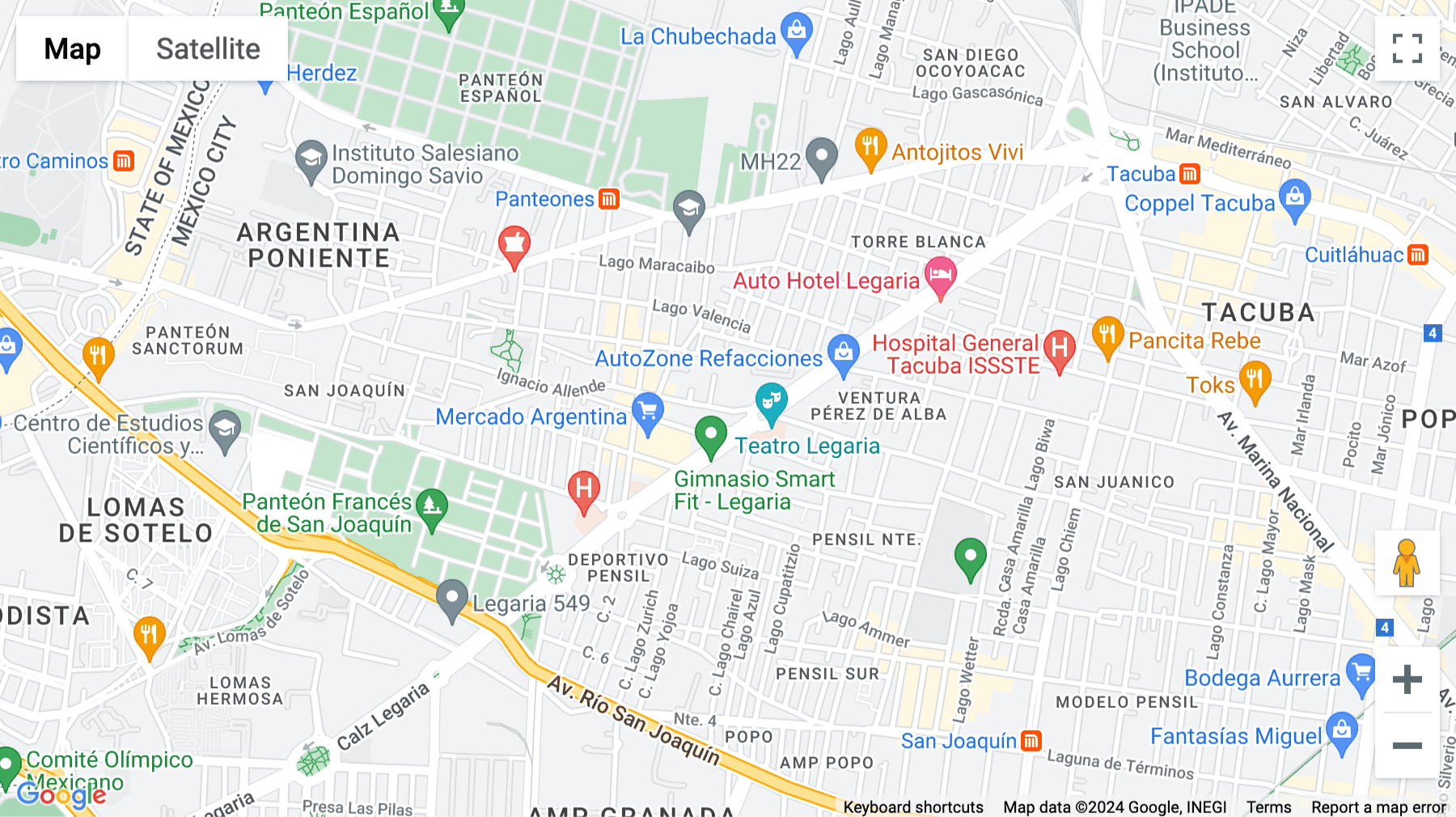 Click for interative map of Ignacio Allende 21, Amplicación Torre Blanca, Mexico City
