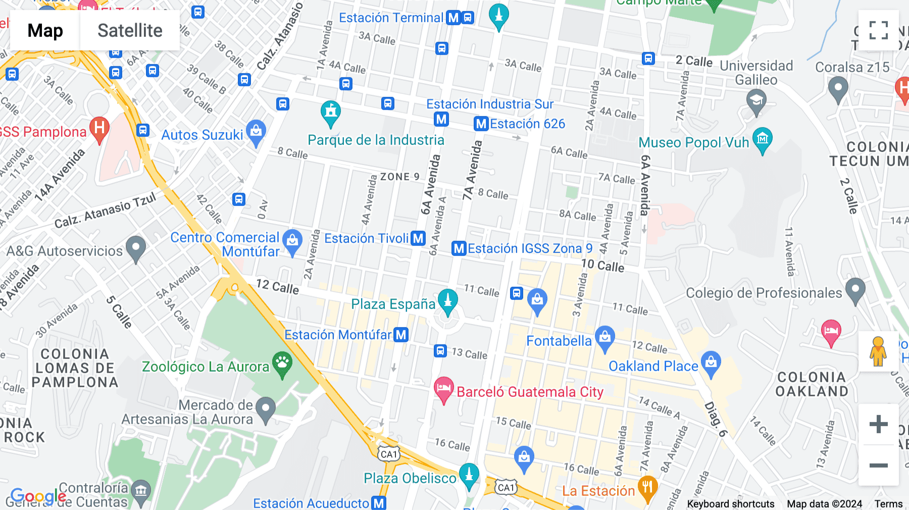 Click for interative map of 7 Ave. 9-64 Z.9, Clinic 616, Medical Zone, Clinic 617, Guatemala City