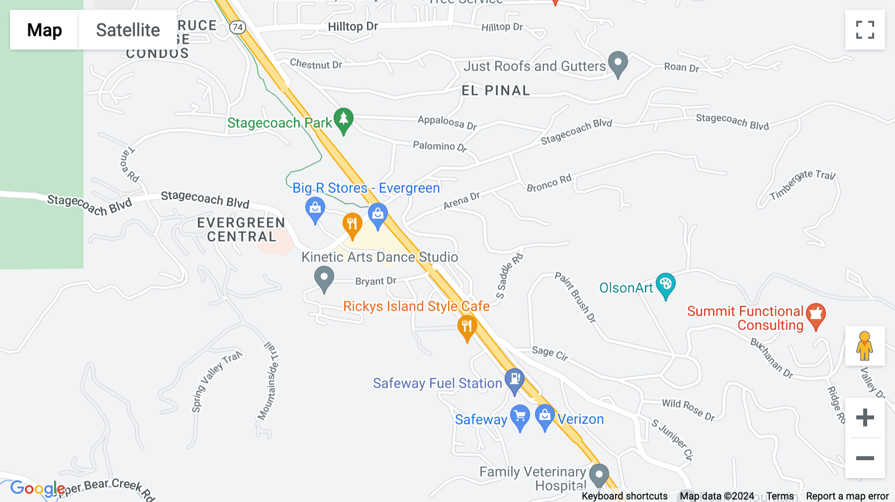 Click for interative map of 3540 Evergreen Parkway, Evergreen