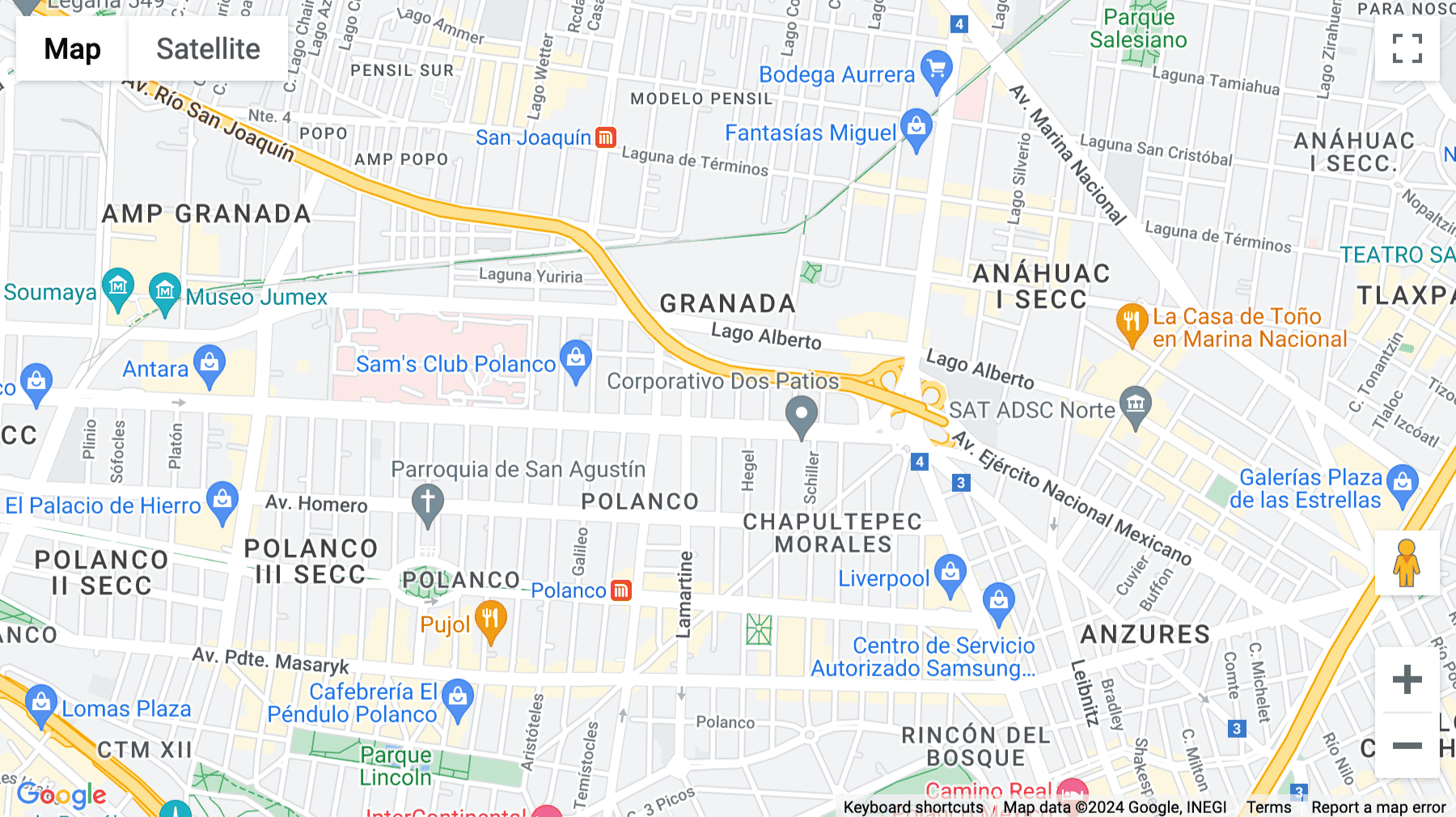 Click for interative map of Avenida Ejército Nacional 453, Latitud Polanco, Piso 1, Colonia Granada, Mexico City