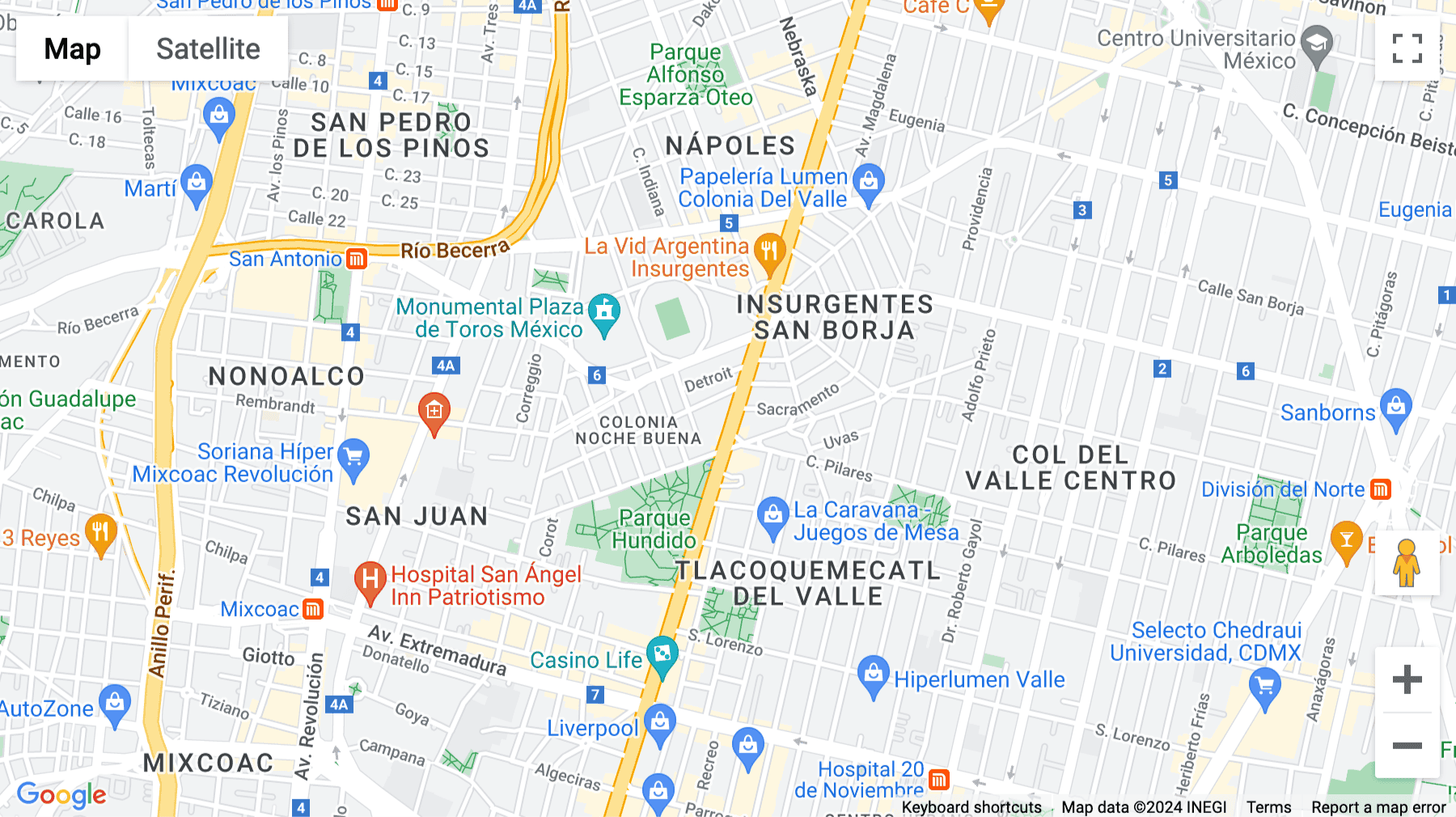 Click for interative map of Insurgentes Sur 1079, Colonia Noche Buena, Alcaldía Benito Juárez, Mexico City