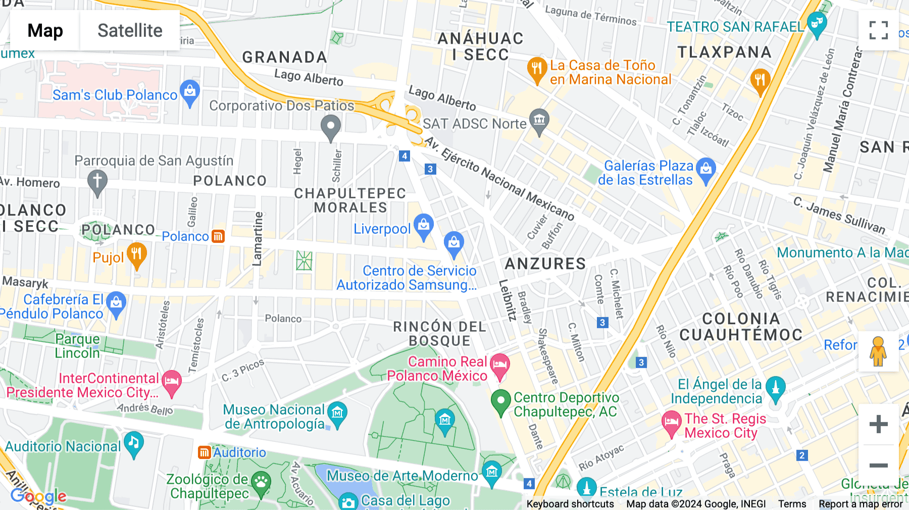 Click for interative map of Calz. Gral. Mariano Escobedo 476-piso 12, Chapultepec Morales, Miguel Hidalgo, Anzures, Mexico City