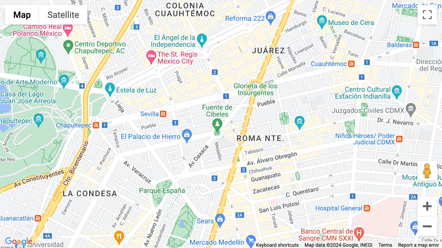 Click for interative map of Plaza Villa Madrid no. 1, Roma Norte, Cuauhtémoc, Mexico City