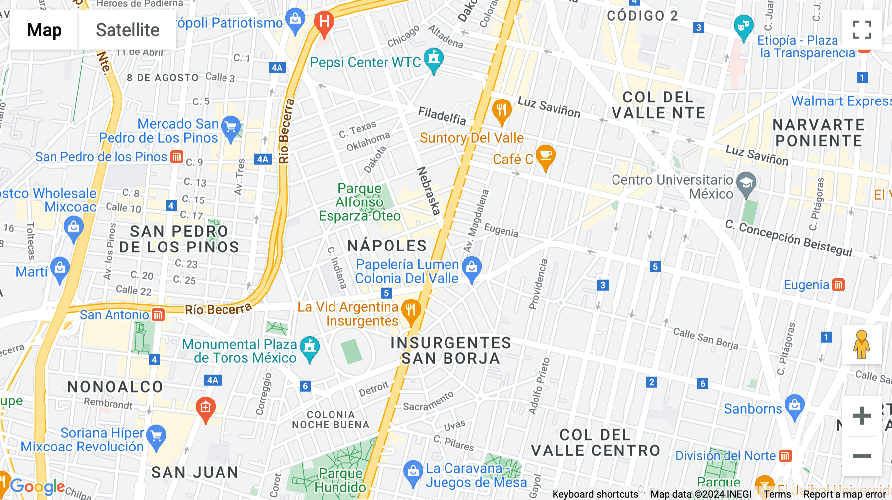 Click for interative map of Avenue Insurgentes Sur 866, Del Valle, Benito Juárez CDMX, Mexico City