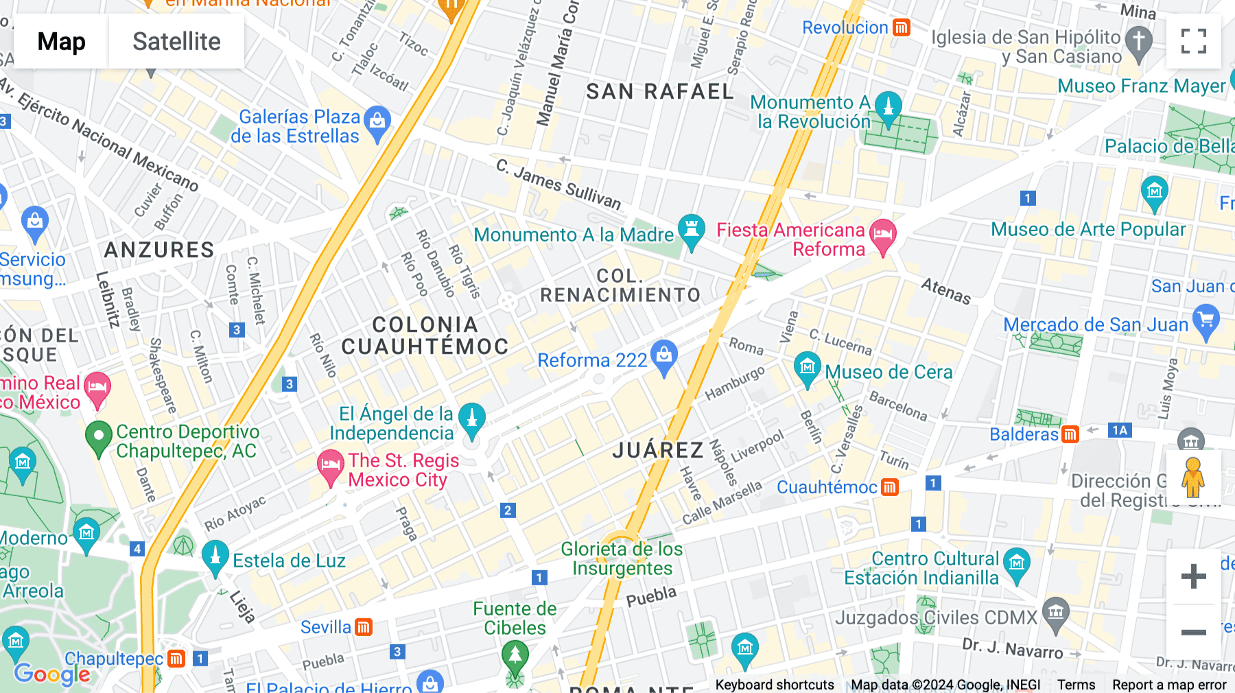 Click for interative map of Avenida Paseo de la Reforma 231, Reforma, Renacimiento, Cuauhtémoc, Mexico City