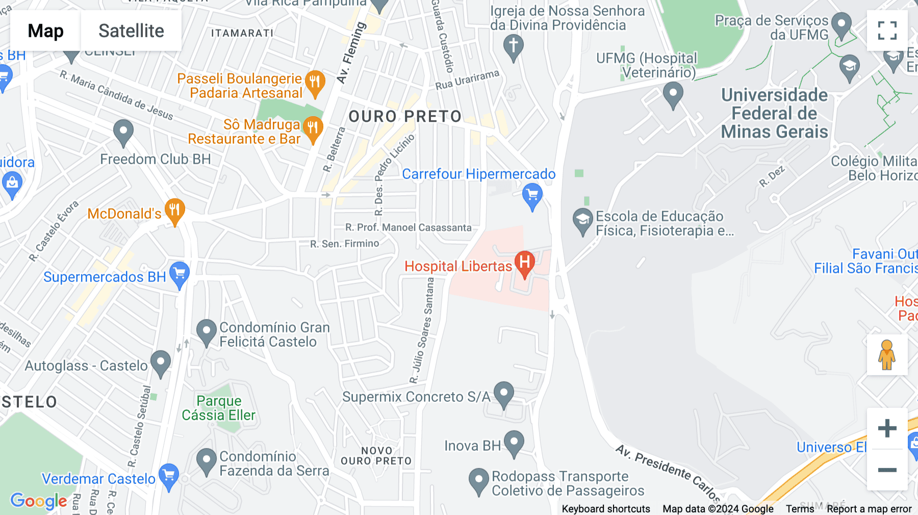 Click for interative map of Rua Desembargador Paulo Mota, 594, Bairro Ouro Preto, Belo Horizonte