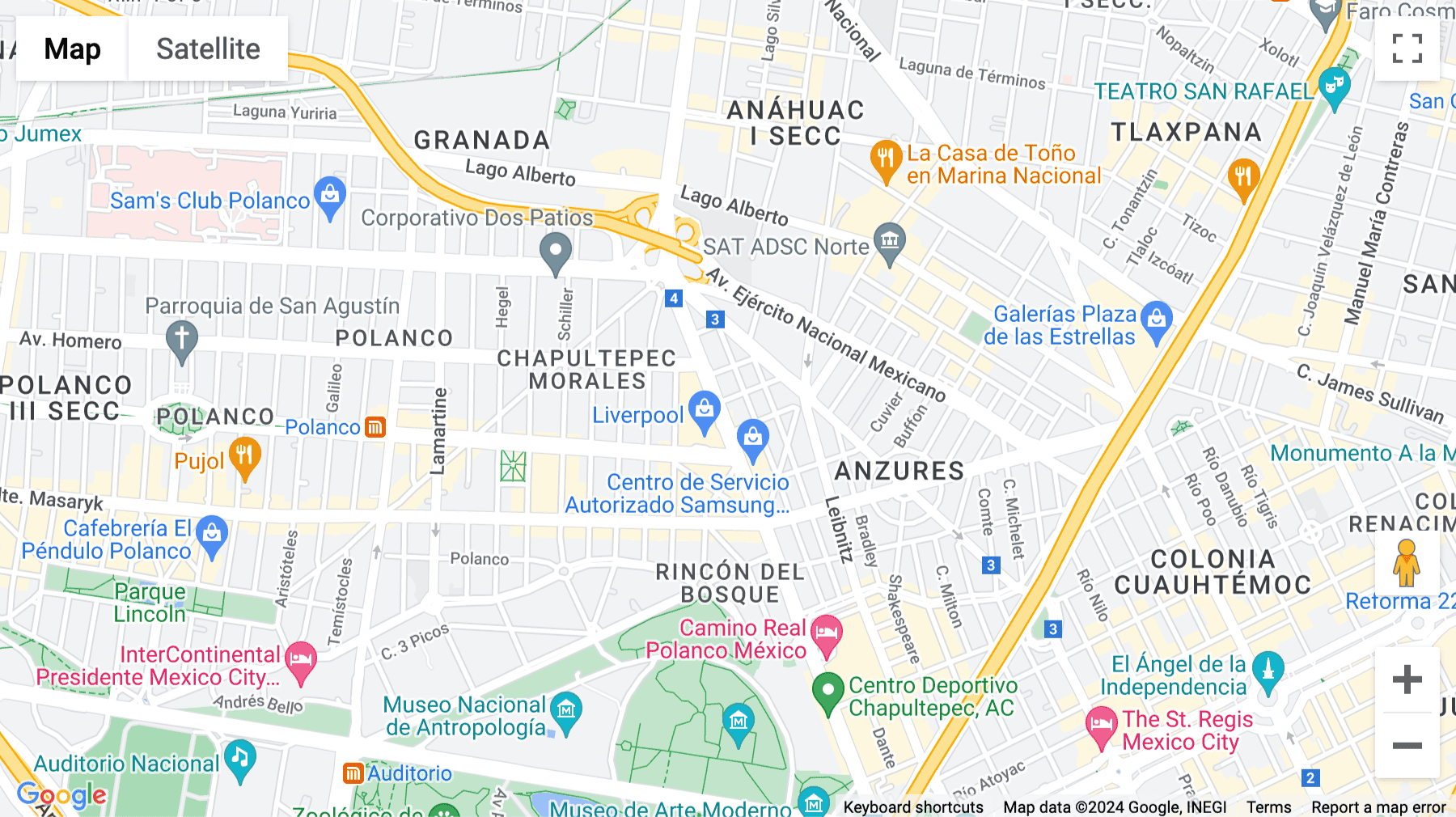 Click for interative map of Calzada General Mariano Escobedo 438, Mexico City