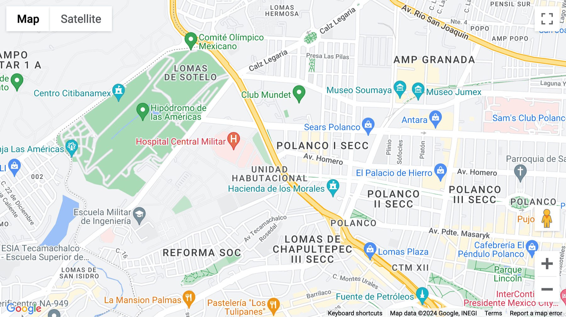 Click for interative map of Periférico Boulevard Manuel Avila Camacho 201, Polanco, Mexico City
