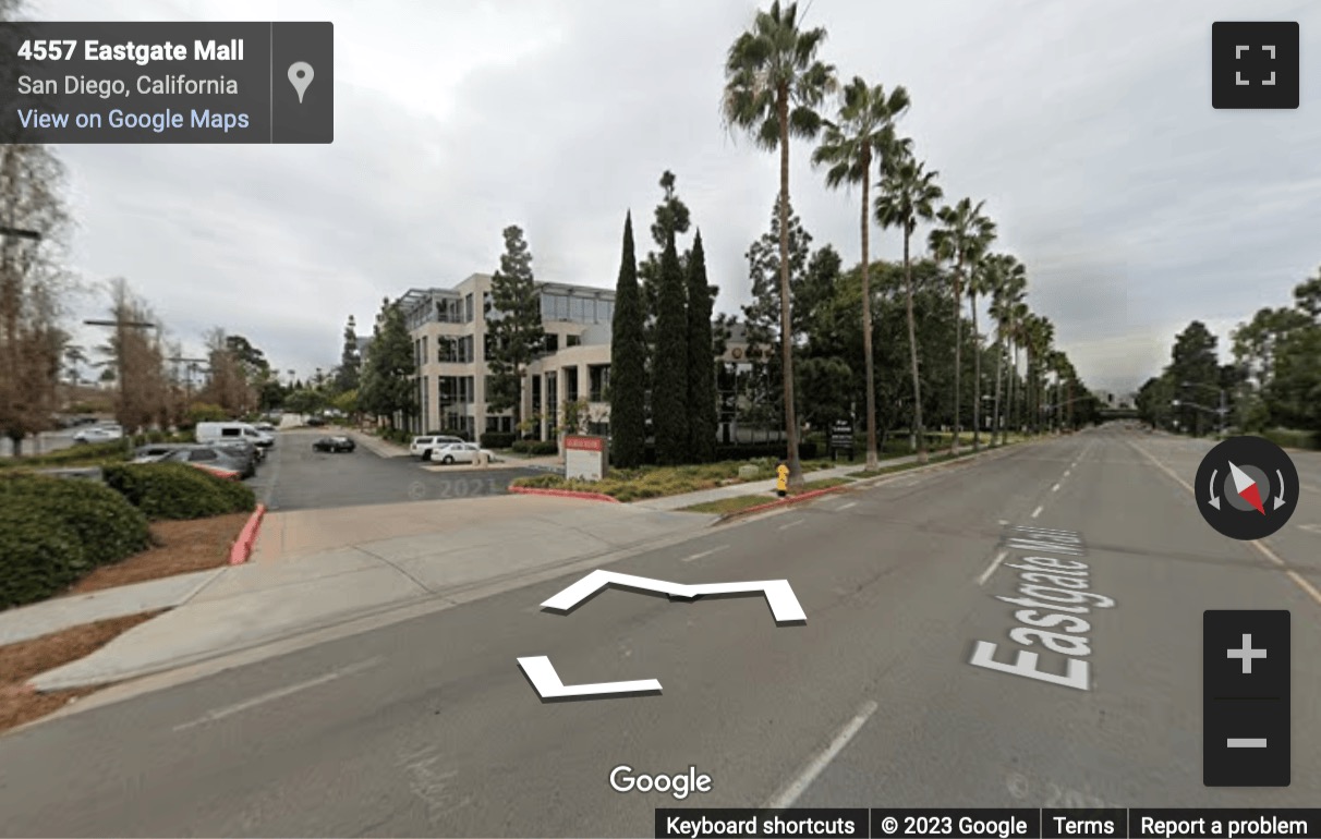 Street View image of 4445 Eastgate Mall, Sunroad Corporate Centre, Suite 200, San Diego, California, USA