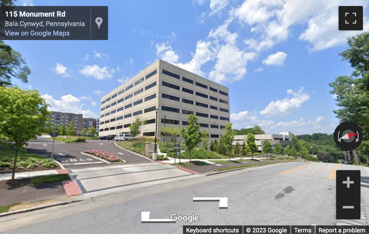 Street View image of 150 Monument Road, 2nd Floor, Bala Cynwyd, Pennsylvania, USA