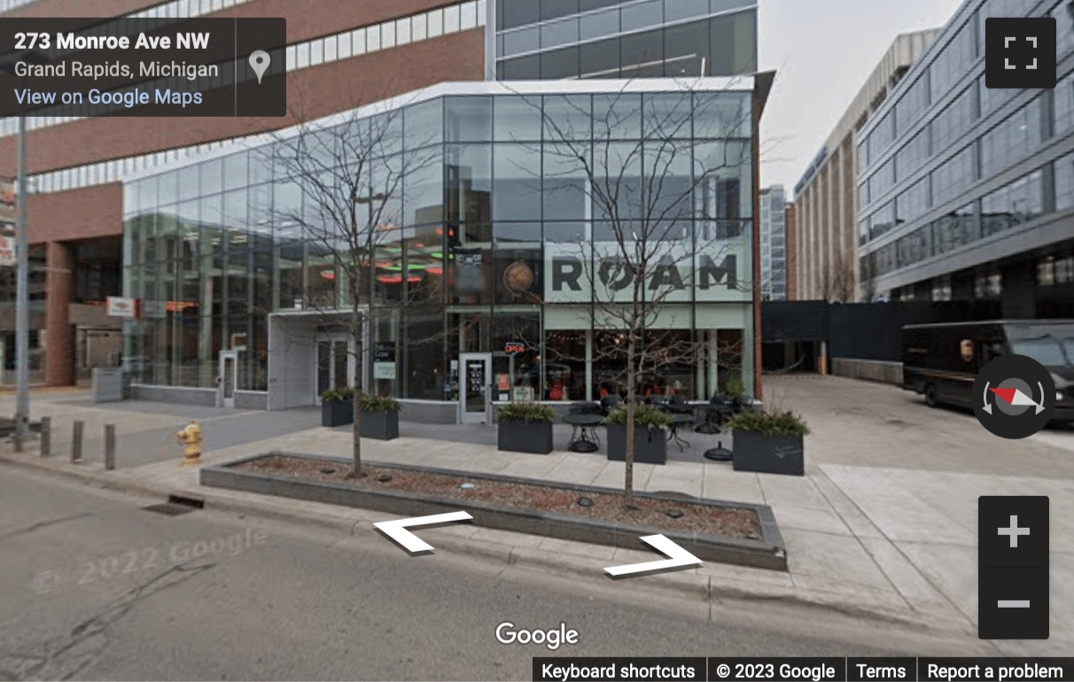 Street View image of Calder Plaza, Downtown Grand Rapids, 250 Monroe Avenue, Grand Rapids, Michigan, USA