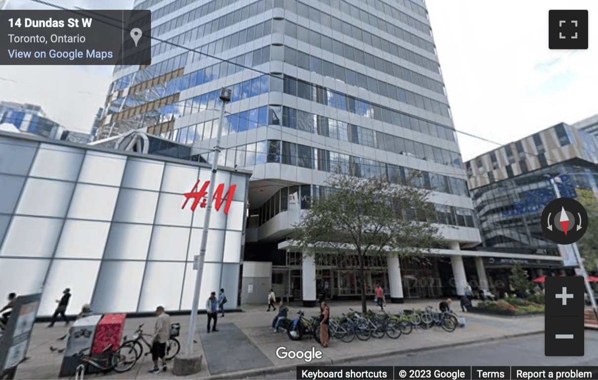 Street View image of 1 Dundas Street West, Suite 2500, Eaton Centre, Toronto, Ontario, Canada