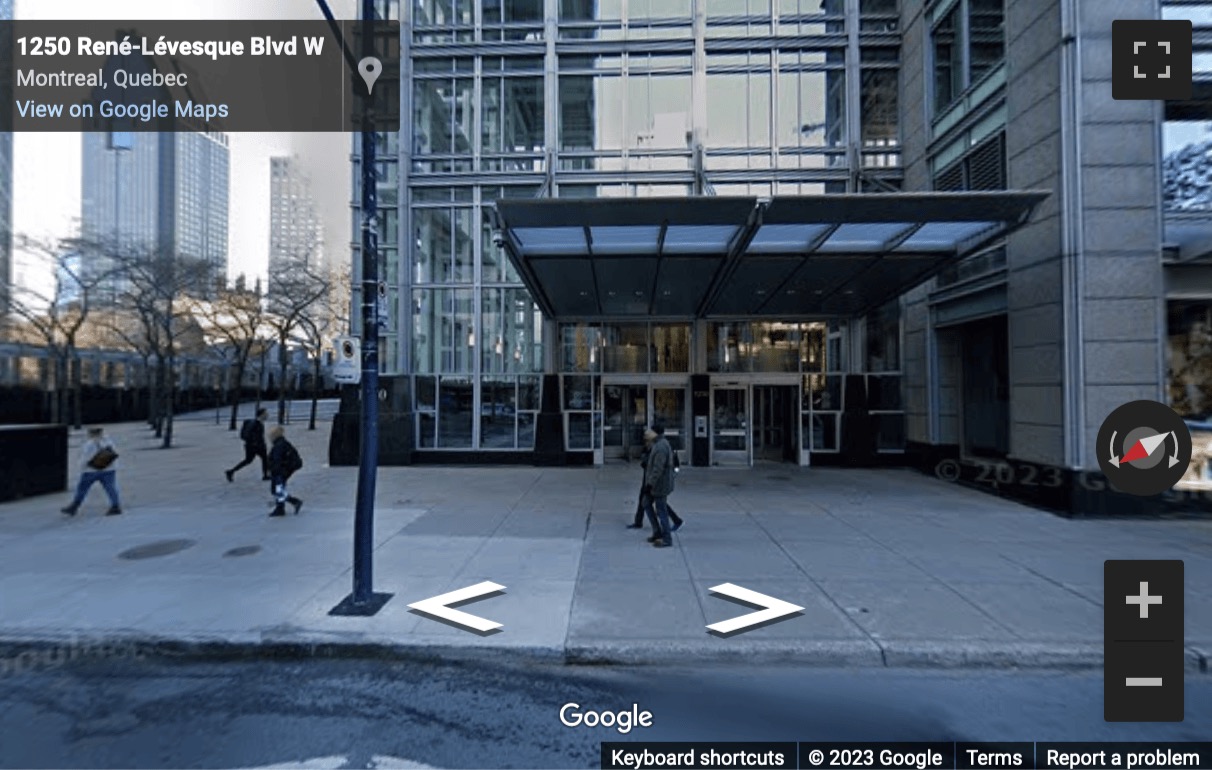 Street View image of 1250 Rene Levesque Boulevard West, Suite 2200, Montreal, Quebec, Canada