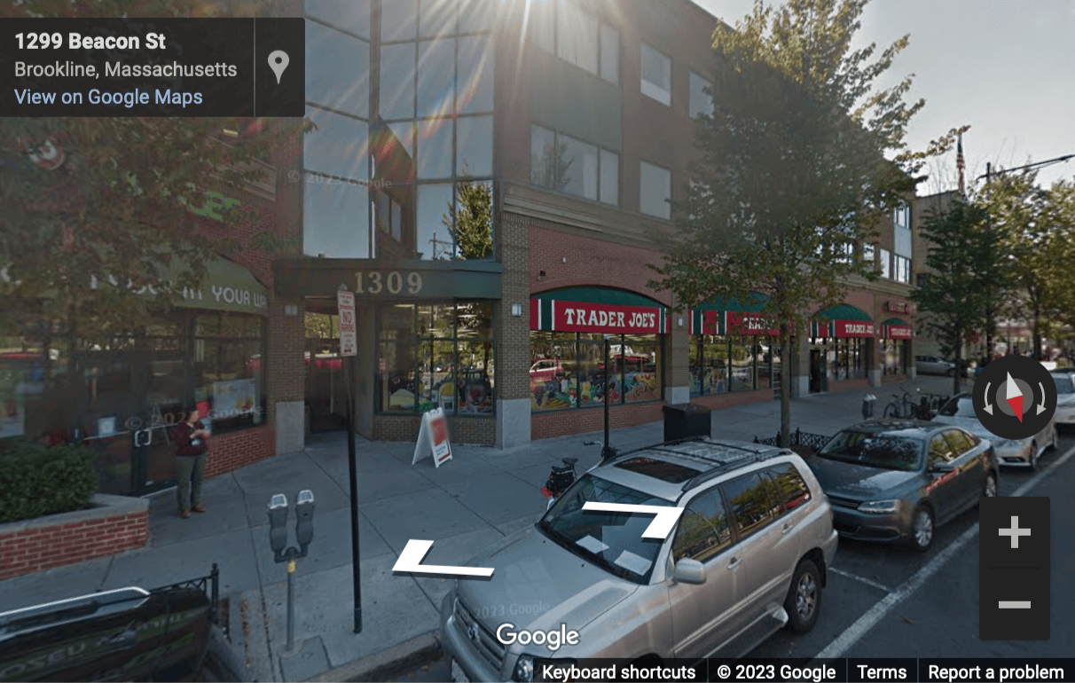 Street View image of 1309 Beacon Street, Suite 300, Brookline, Boston, Massachusetts, USA