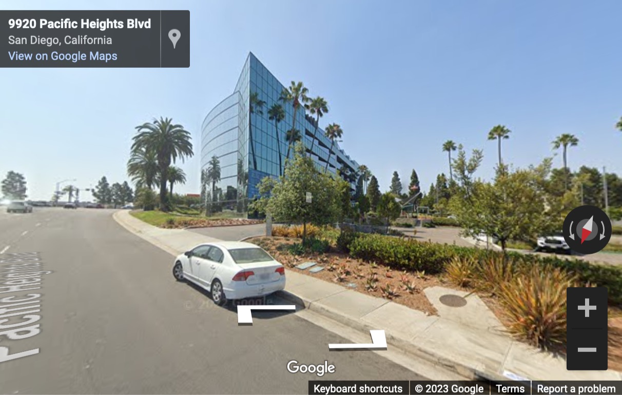 Street View image of 9920 Pacific Heights, Suites 150 & 160, San Diego, California, USA