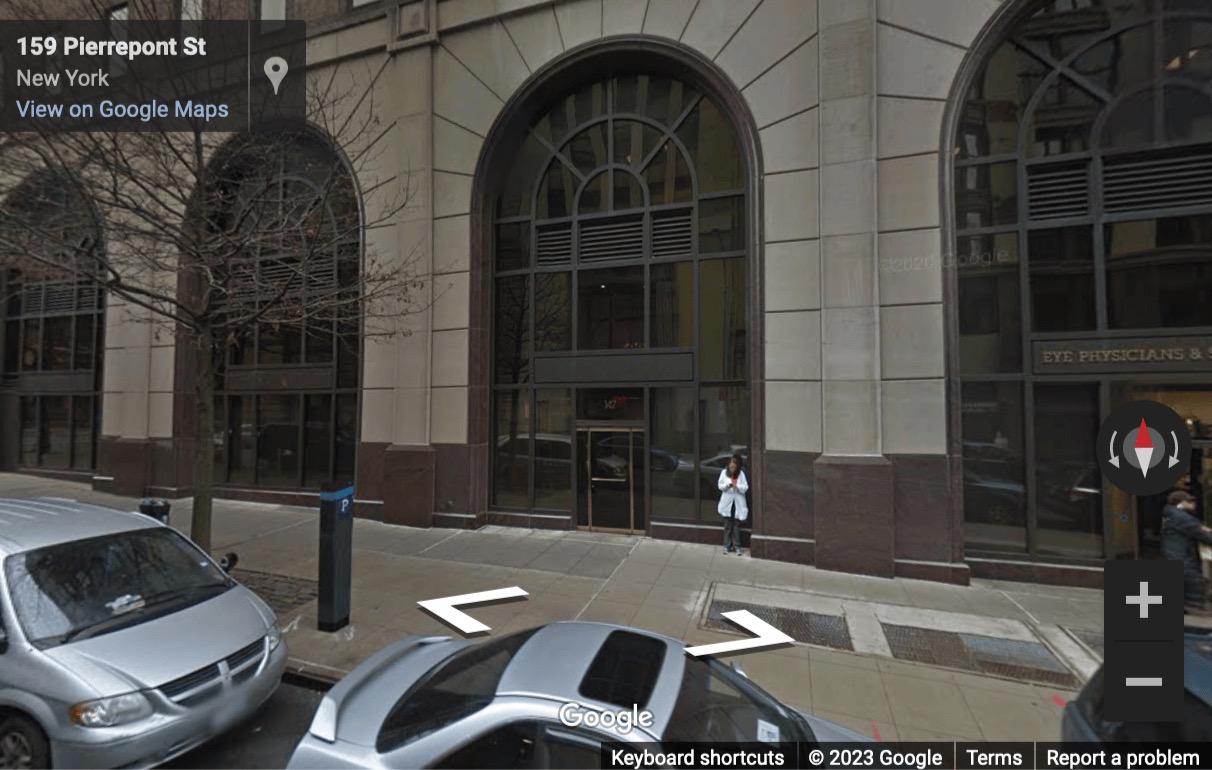 Street View image of 1 Pierrepont Plaza, 12th FL, Brooklyn, New York City Area, USA