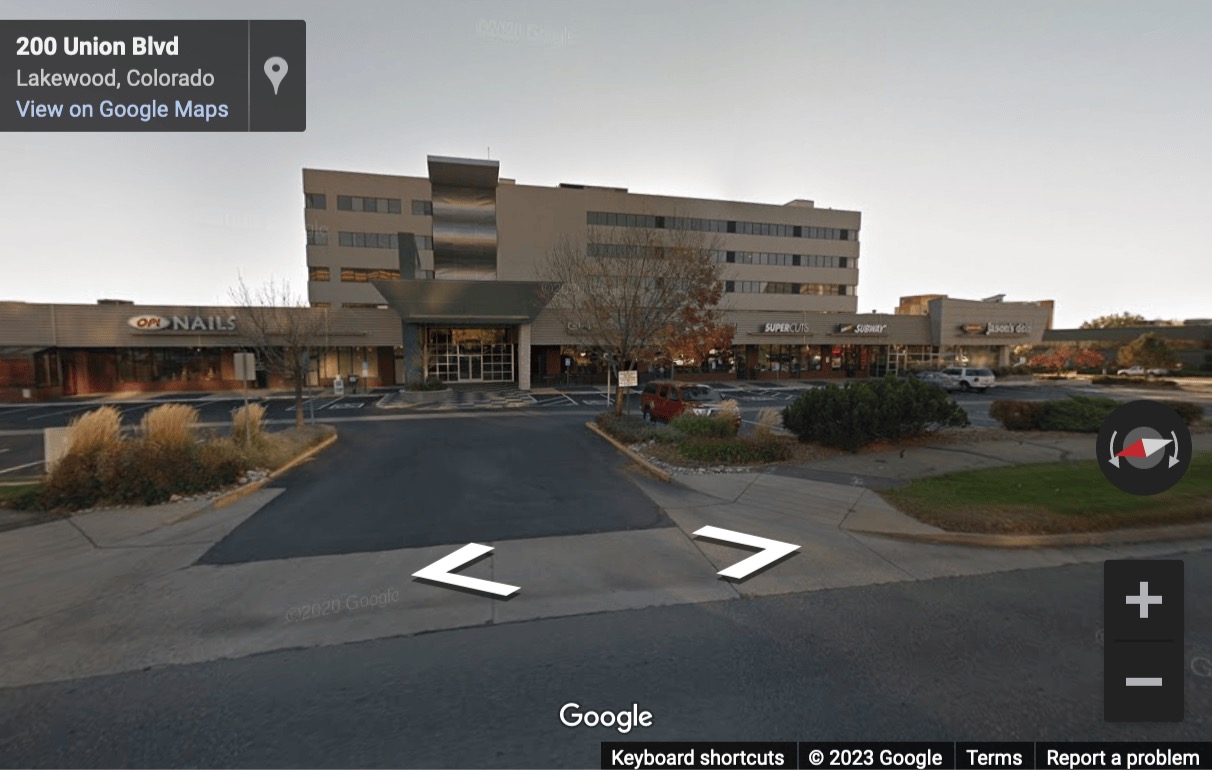 Street View image of 200 Union Blvd. , Suite 200, Lakewood, CO, Colorado, USA