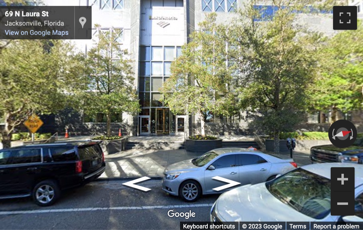 Street View image of 50 North Laura Street, 2500, Bank of America Tower, Jacksonville, Florida, USA